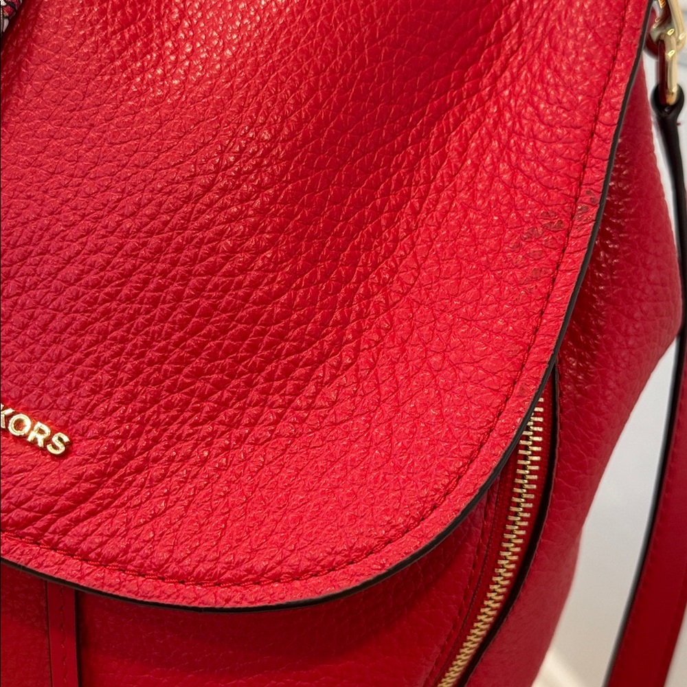 Michael Kors Viv Red Leather Convertible Backpack Crossbody - Picture 14 of 17